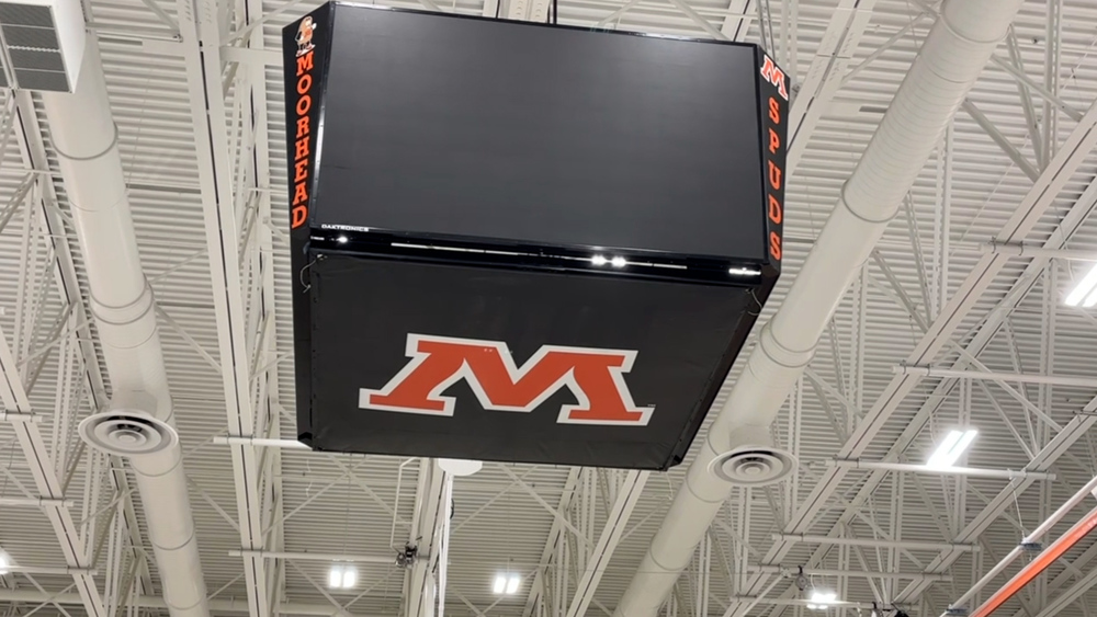 Video board inside new MHS gymnasium