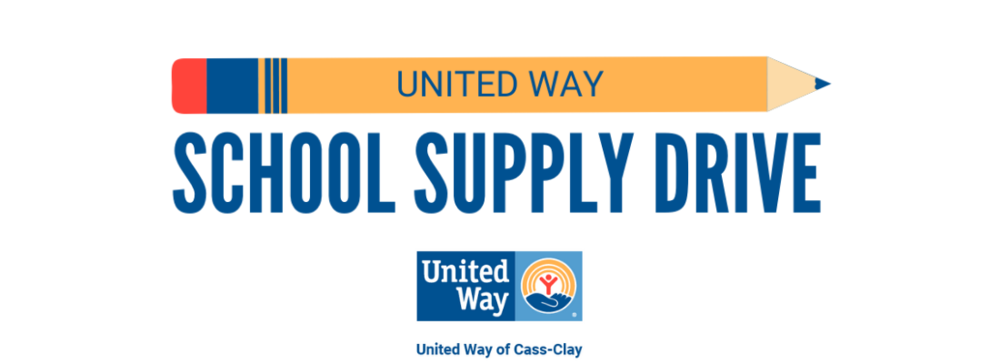 The images reads United Way School Supply Drive.