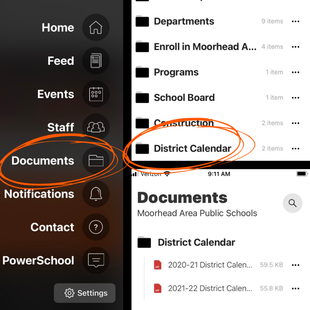 District Calendar on Mobile App
