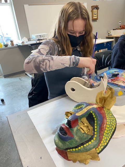 MHS student working on art project