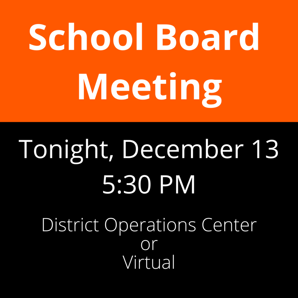 School board meeting Dec. 13 at 5:30 pm