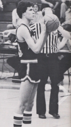 Spud basketball player in 1981 preparing to take a free throw shot