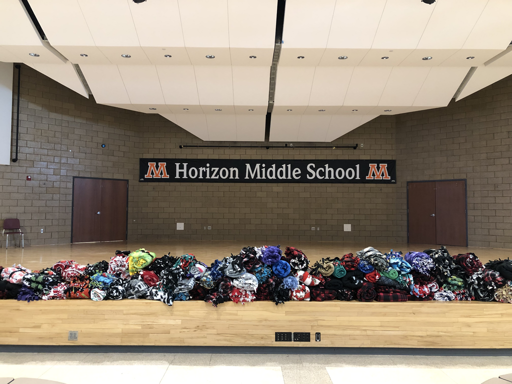 Picture of blankets students at Horizon made to be donated