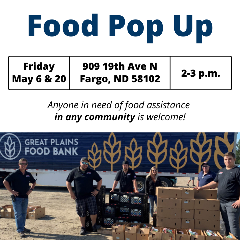 graphic that promotes food pop up event, picture of six people next to boxes of food