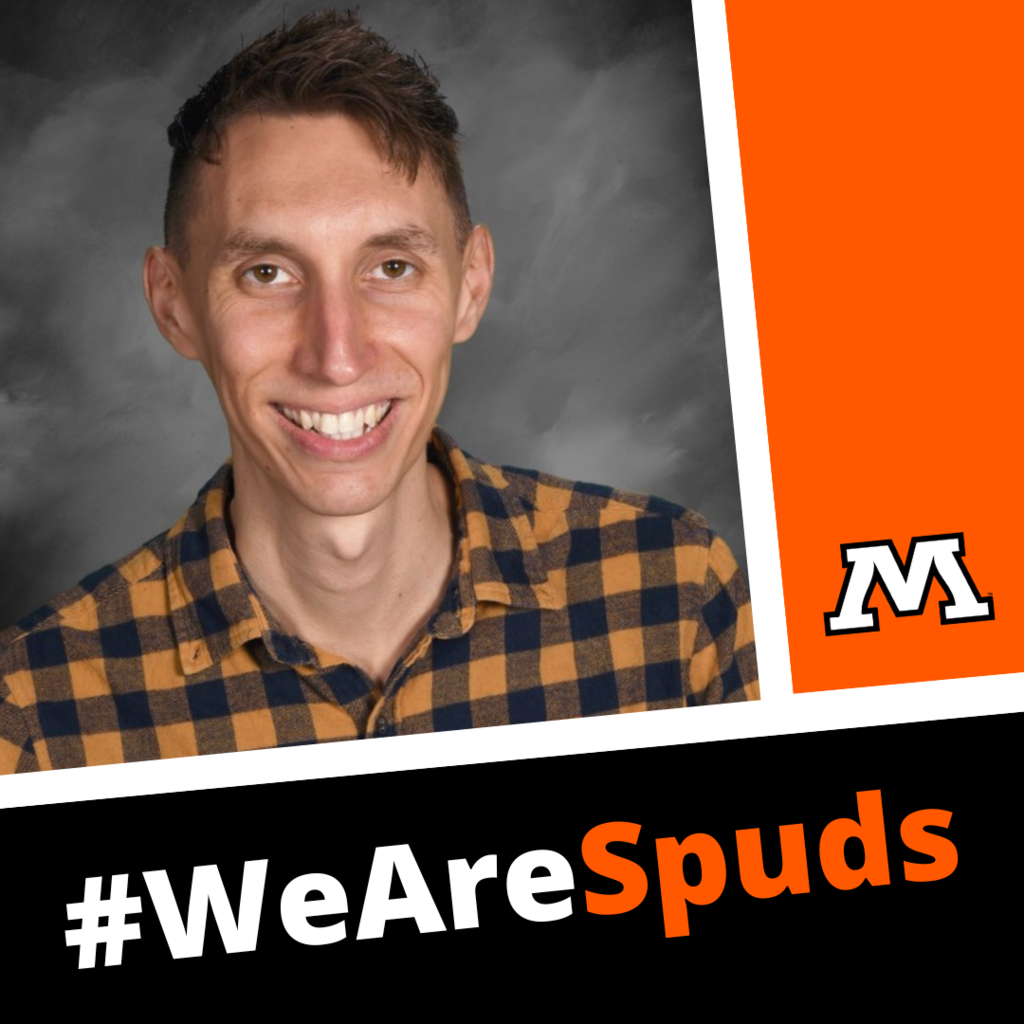 Graphic featuring Keith Hartleben with Moorhead logo and hashtag we are spuds