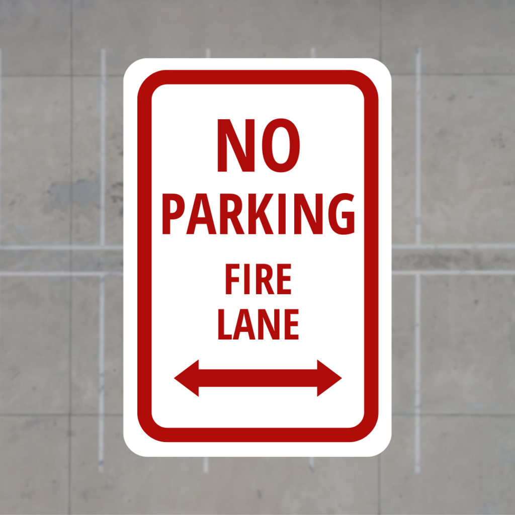 No Parking, fire lane sign