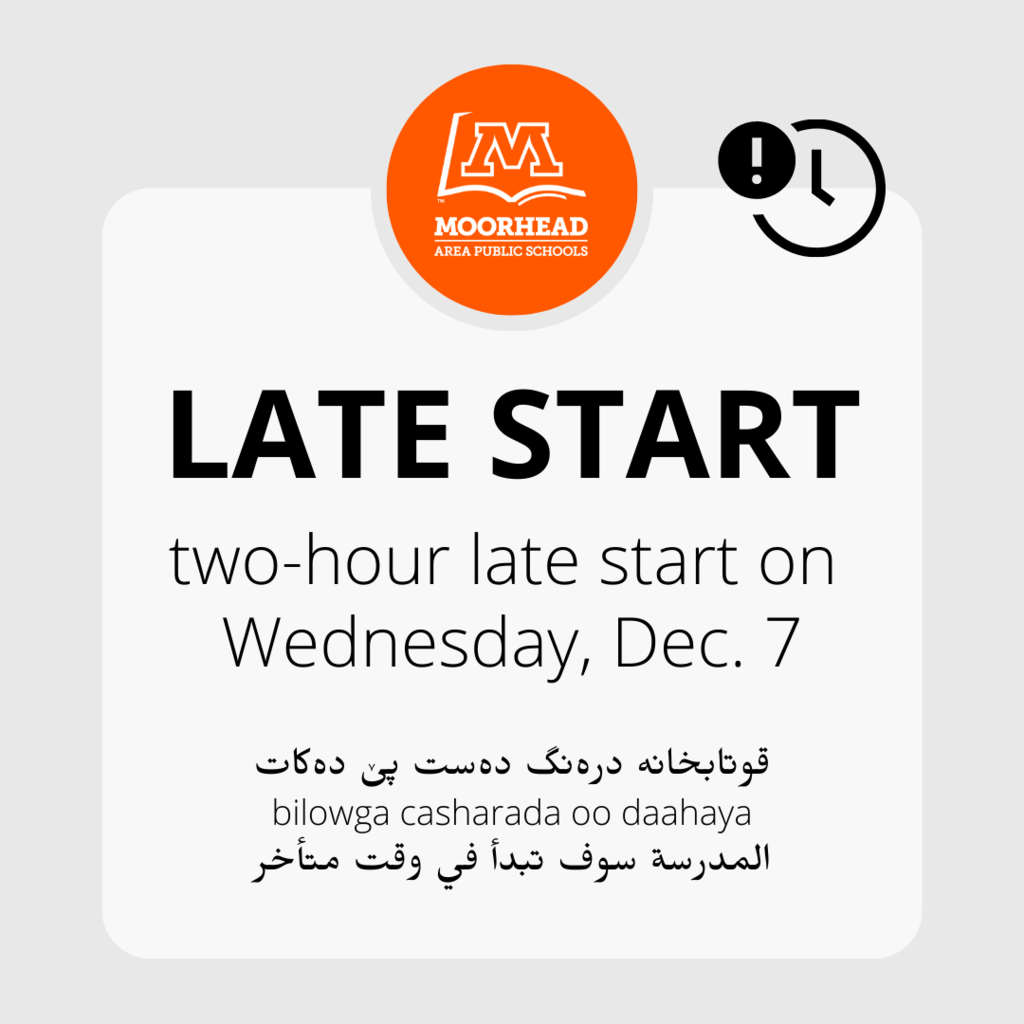 Late Start Day Graphic -- Wednesday, Dec. 7