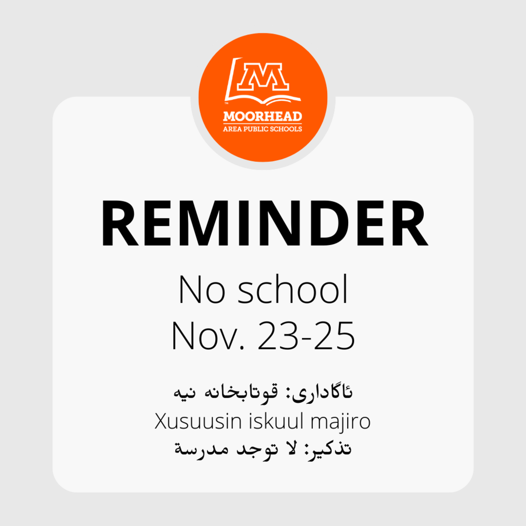 No school Nov. 23-25
