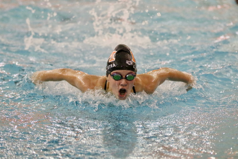 Liv Deelstra swims in a meet